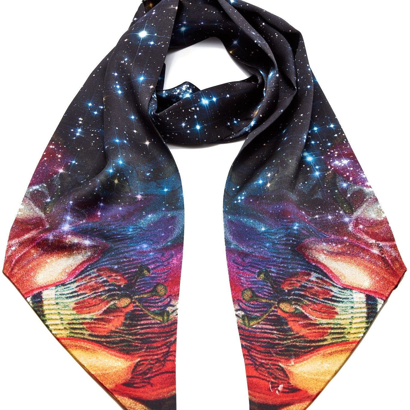 Starlight Passion Flower 100% Silk Skinny Scarf - Lark and Berry