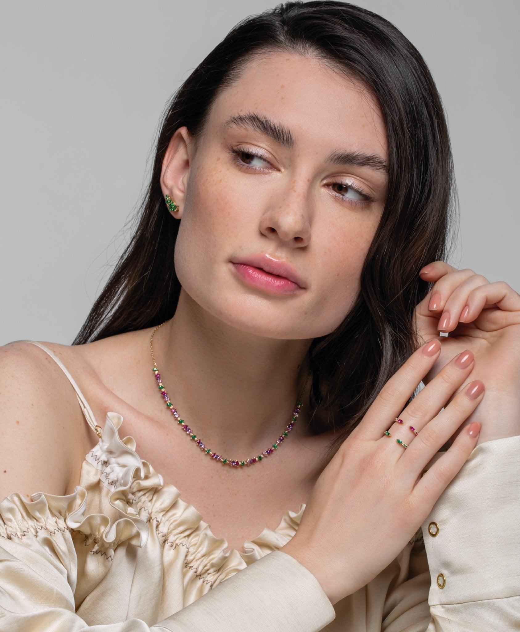 Veto Diamond and Emerald Ear Crawler in 14K Gold - Lark and Berry