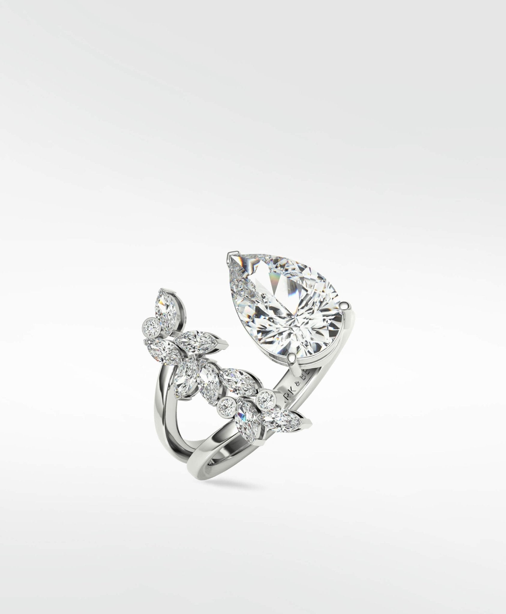 Veto Diamond Open Petal Cocktail Ring in 18K White Gold - Lark and Berry