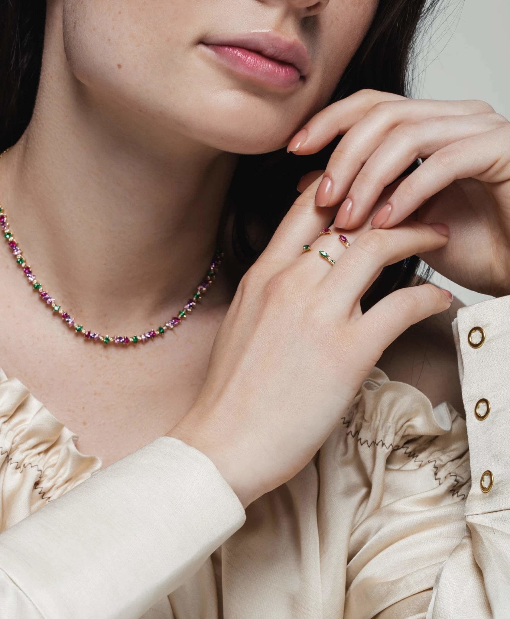 Veto Multi Coloured necklace in 14K Gold - Lark and Berry