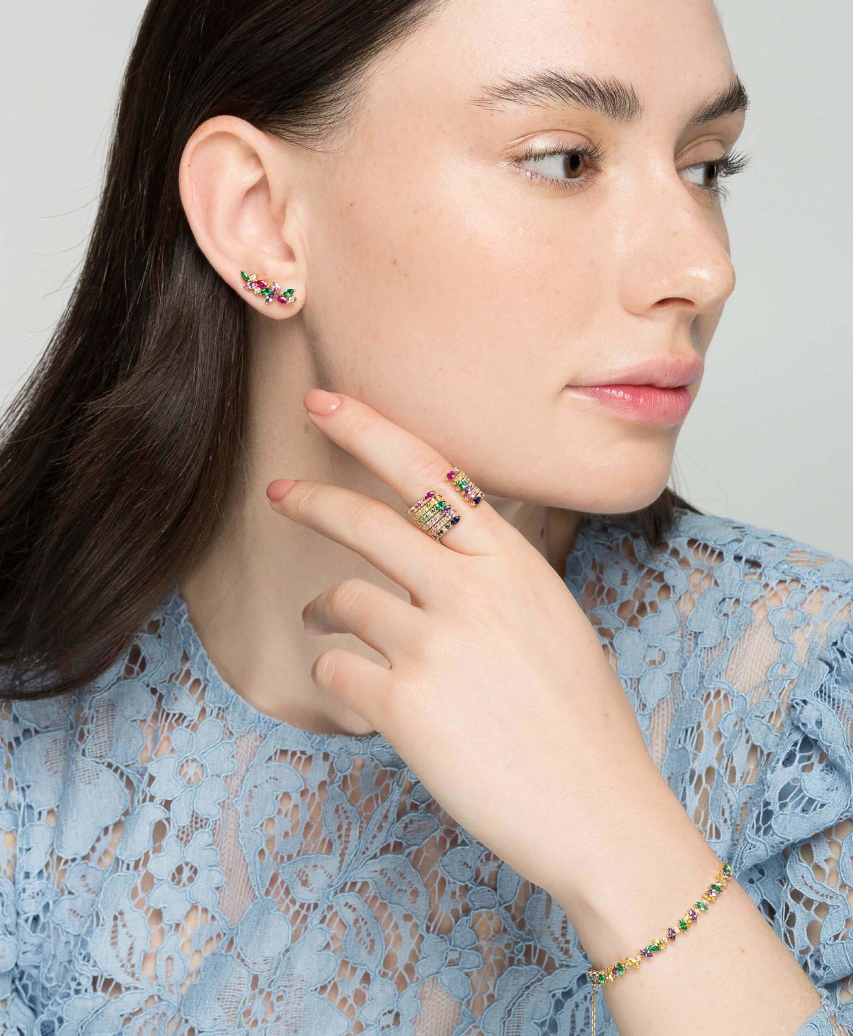 Veto Open Stackable Ring- Pink Sapphire in 14K Gold - Lark and Berry