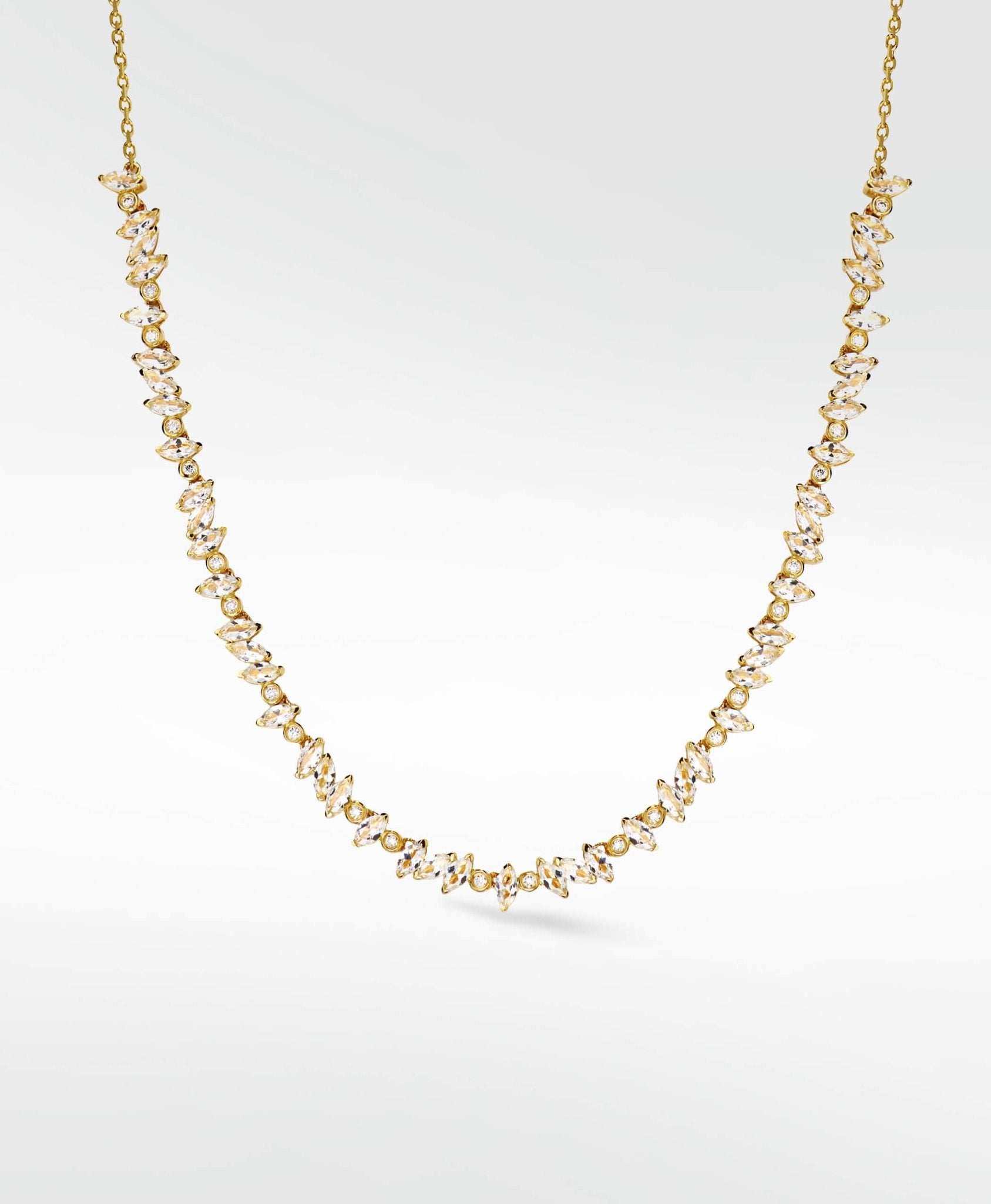 Veto White Sapphire & Diamond Necklace in 14K Gold - Lark and Berry